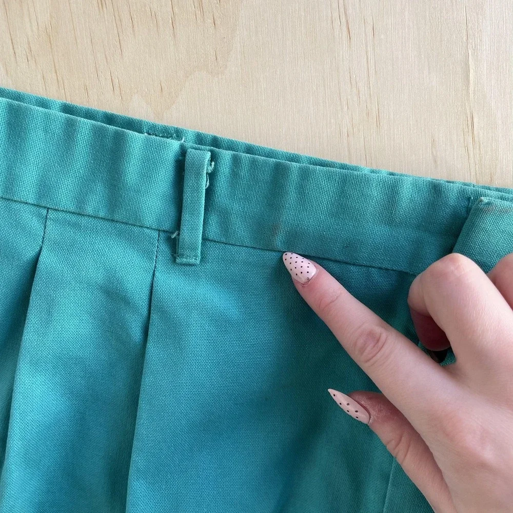 Vintage Knightsbridge Chino Mens 38 Teal Pleated Made In USA Casual‎ Shorts